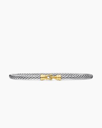 Buckle Classic Cable Bracelet|Sterling Silver with 18K Yellow Gold, 3mm