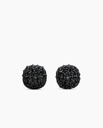 Reverse Set Pavé Cushion Stud Earrings|18K White Gold with Black Diamonds, 8.5mm