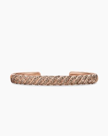 Sculpted Cable Cuff Bracelet|18K Rose Gold with Cognac Diamonds, 7mm