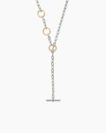 DY Madison® Three Ring Chain Necklace|Sterling Silver with 18K Yellow Gold, 3mm