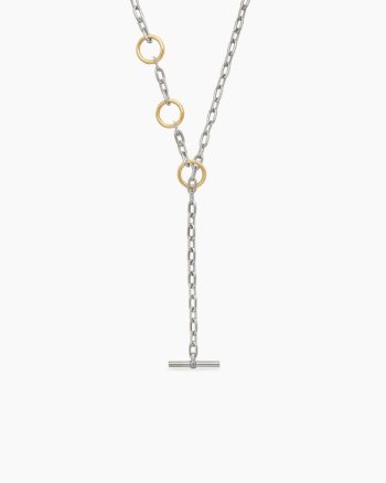 DY Madison® Three Ring Chain Necklace|Sterling Silver with 18K Yellow Gold, 3mm