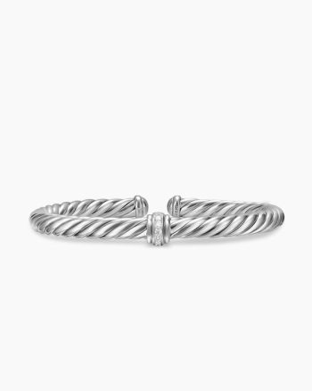 Cable Flex® Center Station Bracelet|Sterling Silver with Diamonds, 6mm