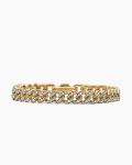 Curb Chain Bracelet|18K Yellow Gold with Diamonds, 7mm