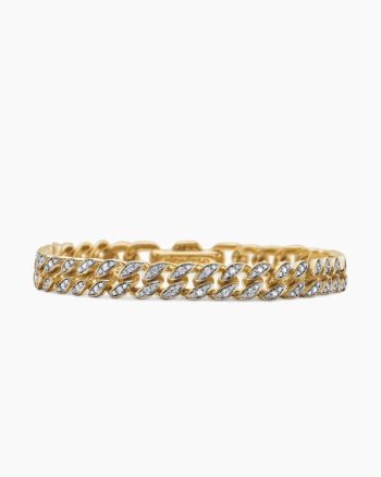 Curb Chain Bracelet|18K Yellow Gold with Diamonds, 7mm