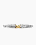 X Classic Cable Station Bracelet|Sterling Silver with 14K Yellow Gold, 5mm