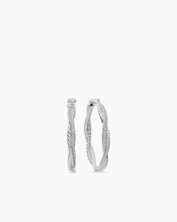 Infinity Hoop Earrings|Sterling Silver with Diamonds, 42mm