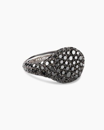 Pavé Pinky Ring|White Gold with Black Diamonds