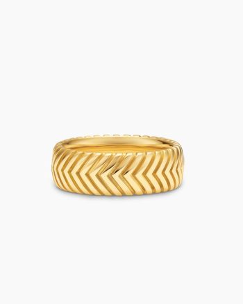 Chevron Band Ring|18K Yellow Gold, 8mm