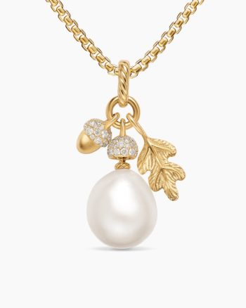 Pearl Acorn Amulet|18K Yellow Gold with Diamonds, 25mm