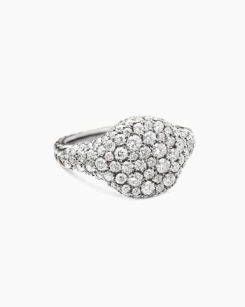 Pavé Pinky Ring|18K White Gold with Diamonds, 10mm