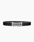 Chevron Bracelet|Black Rubber with Sterling Silver, 9mm