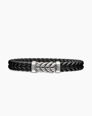 Chevron Bracelet|Black Rubber with Sterling Silver, 9mm