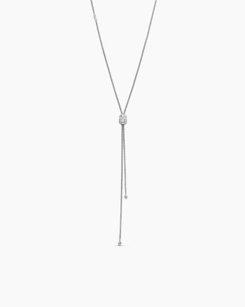 Stax Baguette Slider Chain Necklace|White Gold with Diamonds