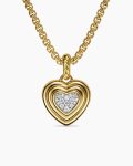 Puffy Heart Amulet|18K Yellow Gold with Diamonds, 17mm