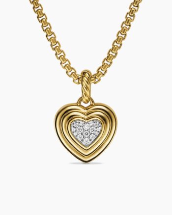 Puffy Heart Amulet|18K Yellow Gold with Diamonds, 17mm