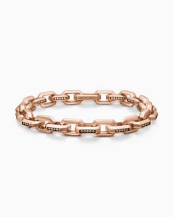 Streamline® Heirloom Chain Link Bracelet|18K Rose Gold with Pavé Cognac Diamonds, 7.5mm