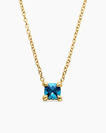 Chatelaine® Teen Necklace|18K Yellow Gold with Hampton Blue Topaz, 4mm