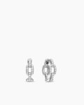Stax Chain Link Huggie Hoop Earrings|18K White Gold with Diamonds, 12.5mm