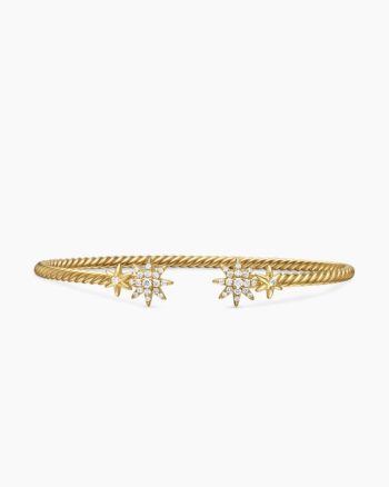 Petite Starburst Cable Bracelet|18K Yellow Gold with Diamonds, 2.6mm