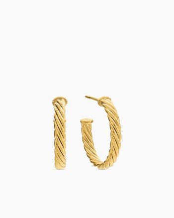 Cablespira® Hoop Earrings|18K Yellow Gold, 3/4in