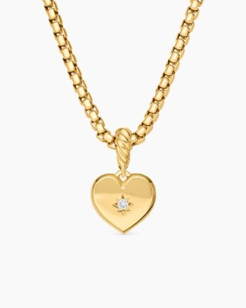 Compass Heart Amulet|18K Yellow Gold with Center Diamond, 11.3mm