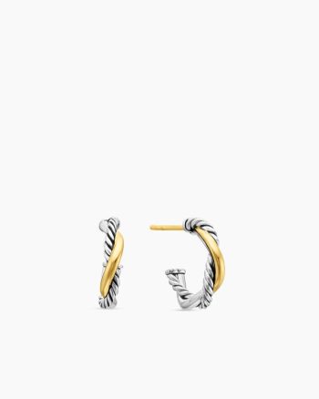 Petite Infinity Huggie Hoop Earrings|Sterling Silver with 14K Yellow Gold, 3mm