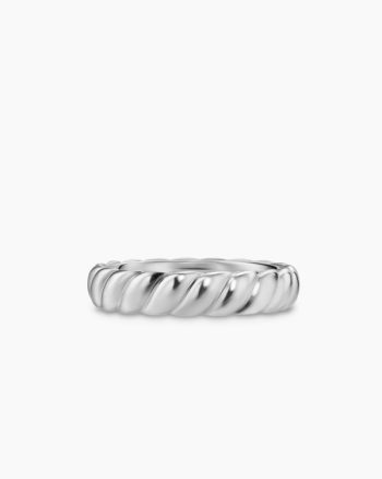 Sculpted Cable Band Ring|18K White Gold, 5mm