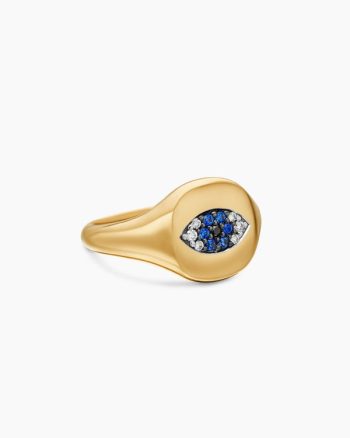 Cable Collectibles® Evil Eye Pinky Ring|18K Yellow Gold with Pavé Sapphires and Diamonds, 9.7mm