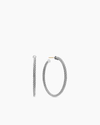 Cable Hoop Earrings|Sterling Silver, 1.5in
