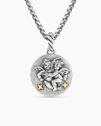 Gemini Amulet|Sterling Silver with 18K Yellow Gold and Diamonds, 19mm