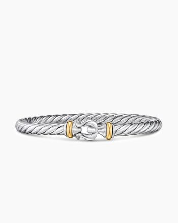 Cable Flex® Buckle Bracelet|Sterling Silver with 14K Yellow Gold, 6mm