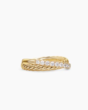 Crossover Two Row Ring|18K Yellow Gold with Diamonds, 5mm