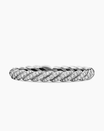 Sculpted Cable Flex Bracelet|18K White Gold with Diamonds, 7.8mm
