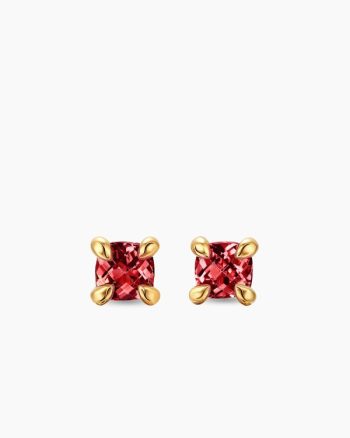 Micro Chatelaine® Stud Earrings|18K Yellow Gold with Garnet, 4.8mm