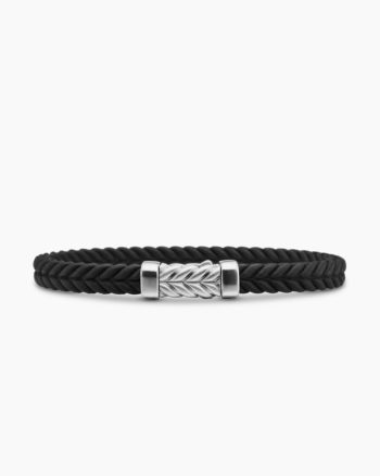 Chevron Bracelet|Black Rubber with Sterling Silver, 6mm