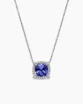 Petite Chatelaine® Pavé Bezel Pendant Necklace|18K White Gold with Tanzanite and Diamonds, 7mm