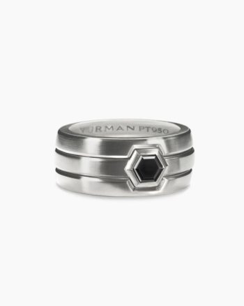Nesting Band Ring|Platinum with Center Black Diamond, 10mm