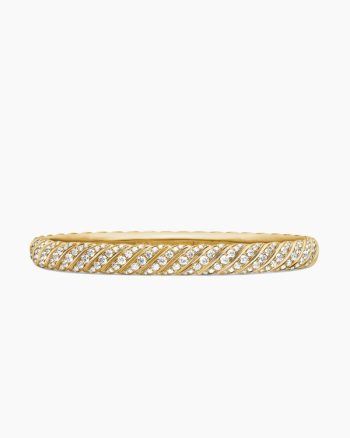 Sculpted Cable Bangle Bracelet|18K Yellow Gold with Diamonds, 6.2mm