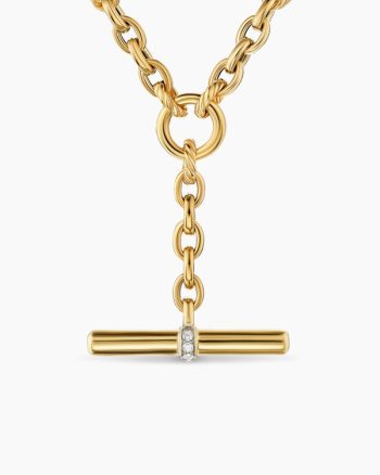 DY Mercer® Petite Toggle Chain Necklace|18K Yellow Gold with Diamonds, 4.5mm