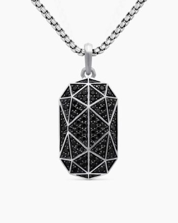 Faceted Amulet|Sterling Silver with Black Diamonds, 36.3mm