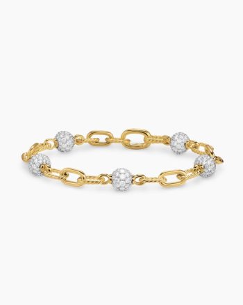 DY Madison® Pavé Bead Chain Bracelet|18K Yellow Gold with Diamonds, 6mm