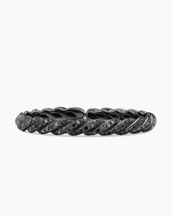 Sculpted Cable Flex Bracelet|18K White Gold with Black Rhodium and Black Diamonds, 7.8mm