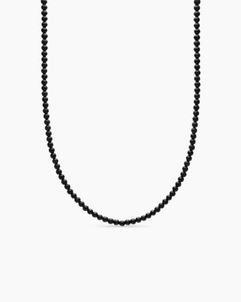Spiritual Beads Necklace|Black Onyx with Sterling Silver, 4mm