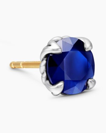 Stud Earring|Sterling Silver with Sapphire, 7mm