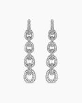 Pavé Link Chain Drop Earrings|White Gold with Diamonds