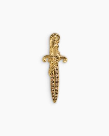 Waves Dagger Lapel Pin|18K Yellow Gold with Cognac Diamonds, 30mm