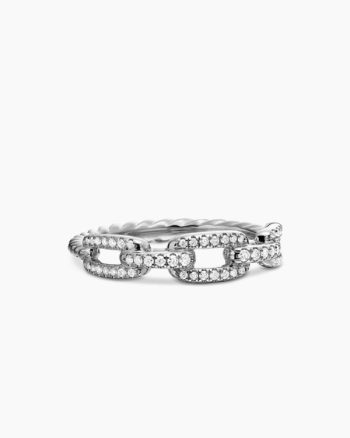 Stax Chain Link Ring|18K White Gold with Diamonds, 4.5mm