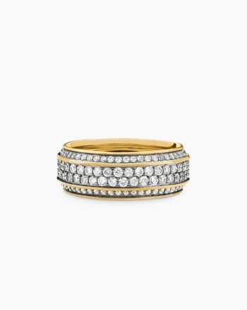 Streamline® Beveled Band Ring|18K Yellow Gold with Diamonds, 8.5mm
