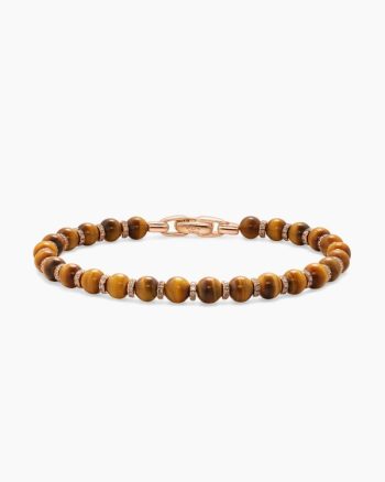Spiritual Beads Bracelet|18K Rose Gold with Tiger's Eye and Cognac Diamonds,6mm