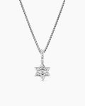 Star of David Pendant Necklace|Sterling Silver with Diamonds, 12mm
